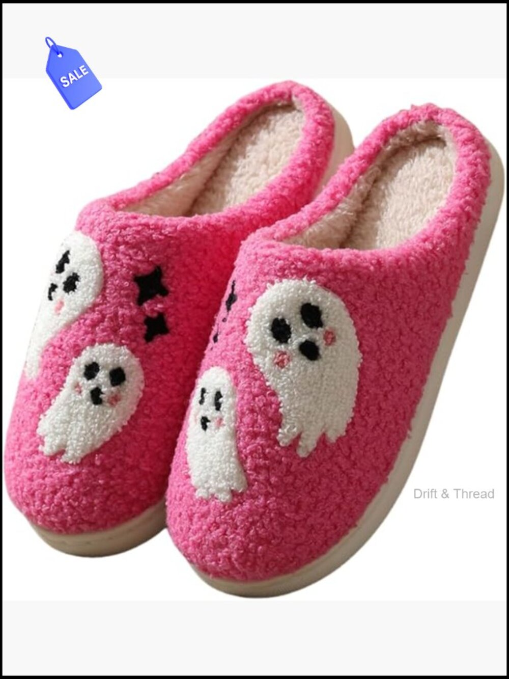 Halloween Ghost Skull Memory Foam Slippers for Women Men Cozy Faux Fur Indoor